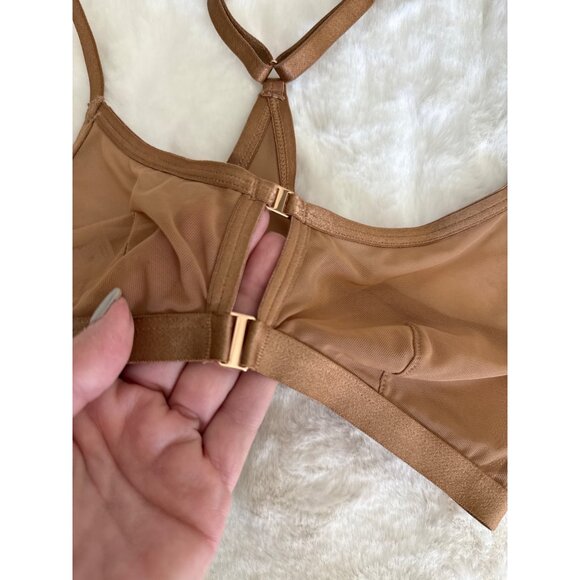 Auden size XS Smooth Unlined Wire-Free Racerback Bralette Brown Sexy open front - Picture 6 of 6